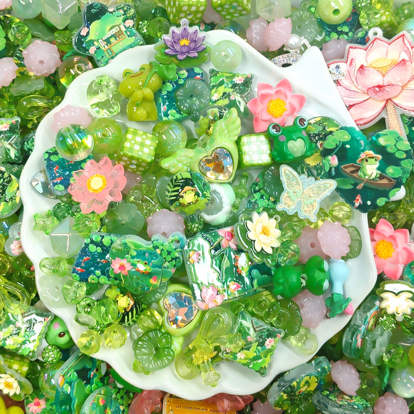 ✨【NEW】Lily Frog | Green Nature Acrylic Beads For DIY Handmade Jewelry