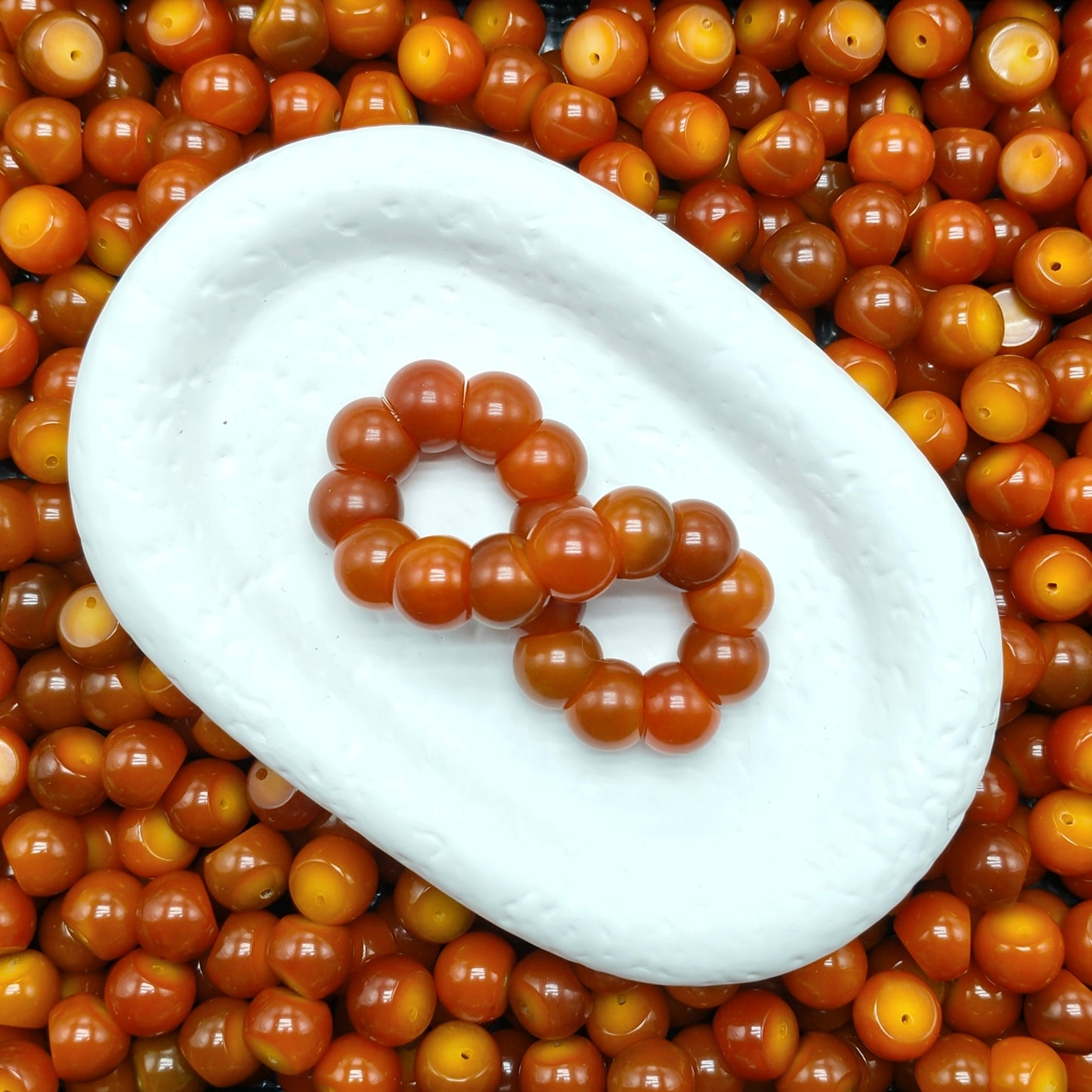 🧡[NEW] F55-14.5mm Terra Amber Garlic Bodhi | for Bracelet & Jewelry DIY making