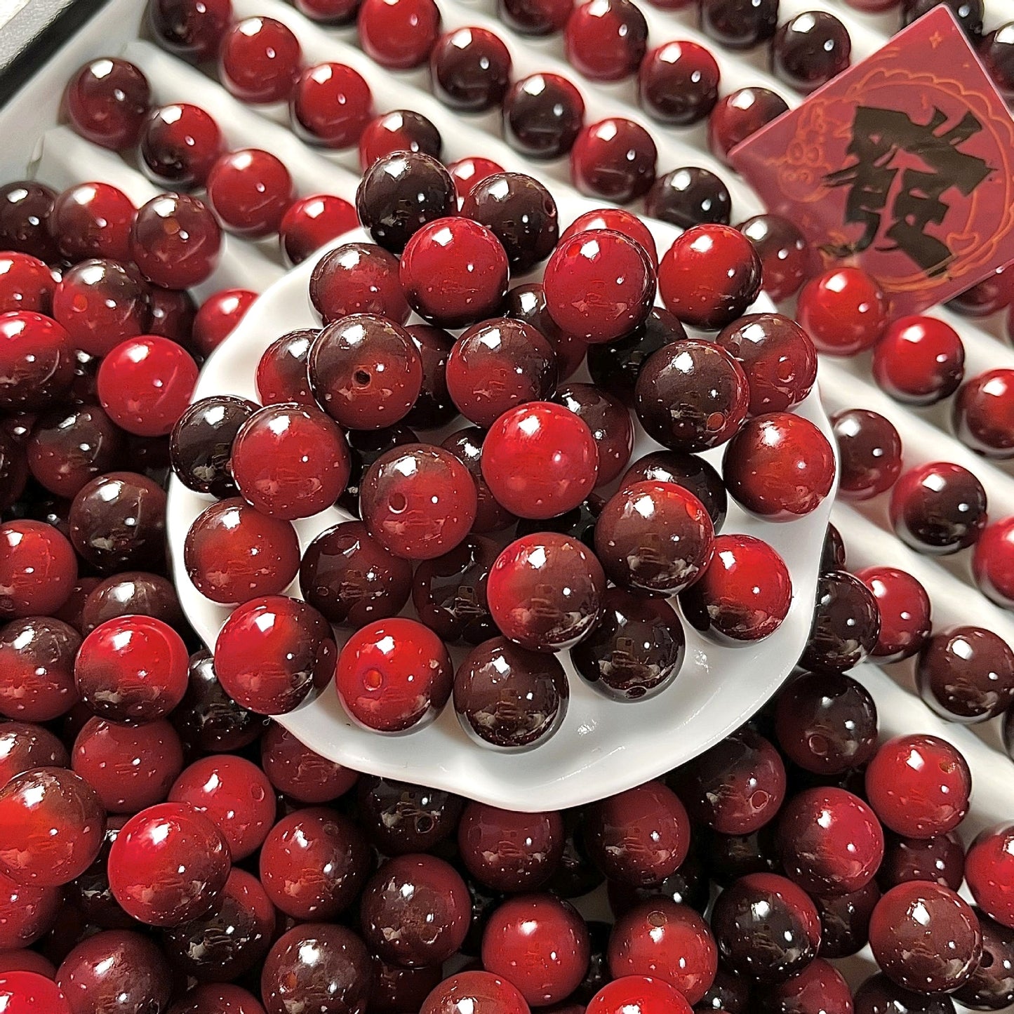 [NEW] H66-11.5mm Burgundy Wine Ombre Round Bodhi|for Bracelet & Jewelry DIY making