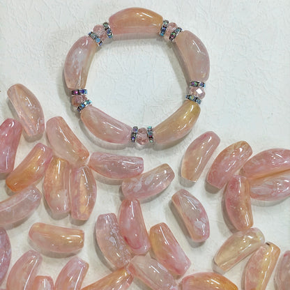 ✨【NEW】Gold Flake Curved Tube | Glass Beads For DIY Handmade Jewelry Craft Supplies