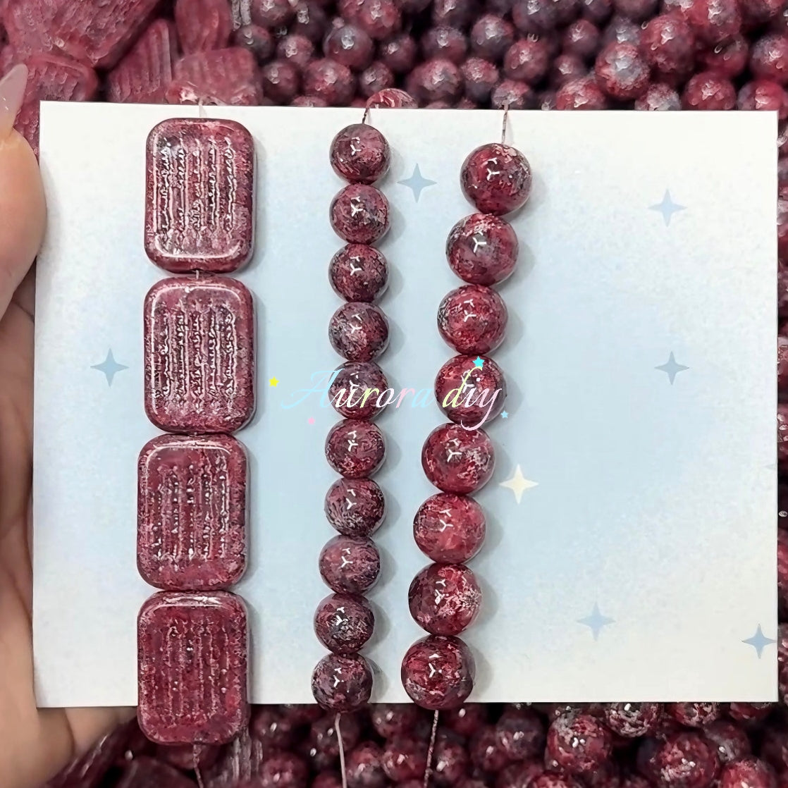 ✨【NEW】Vintage Palette | Marbled Glass Decor Beads Round & Rectangle Jewelry Craft Supplies