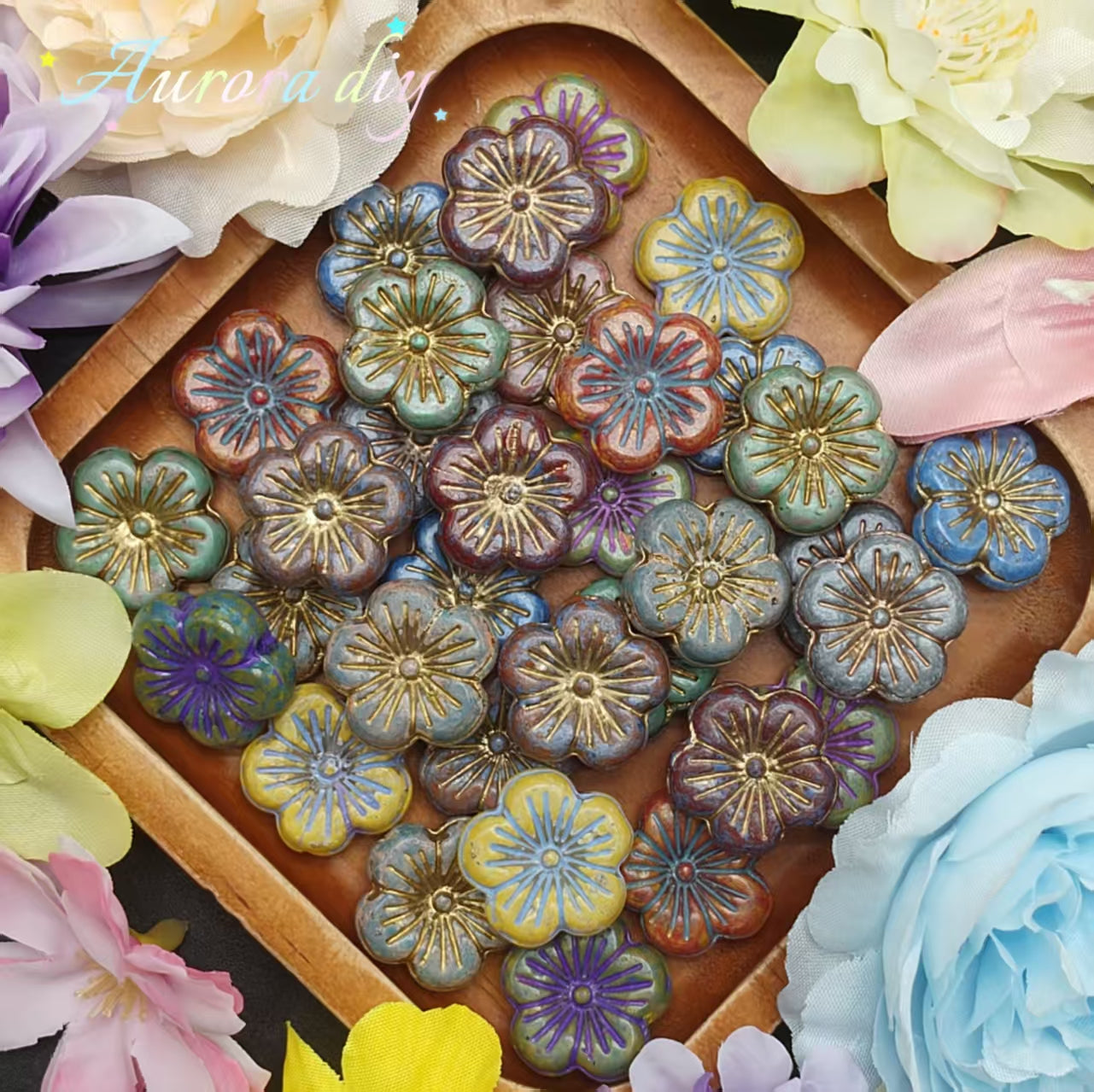 [NEW] Vintage Gold Inlay Czech Glass Beads