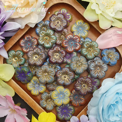[NEW] Vintage Gold Inlay Czech Glass Beads