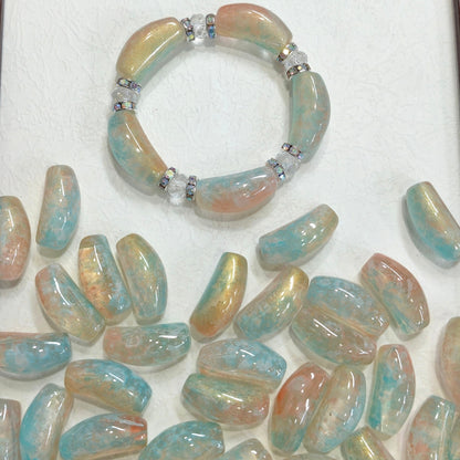 ✨【NEW】Gold Flake Curved Tube | Glass Beads For DIY Handmade Jewelry Craft Supplies