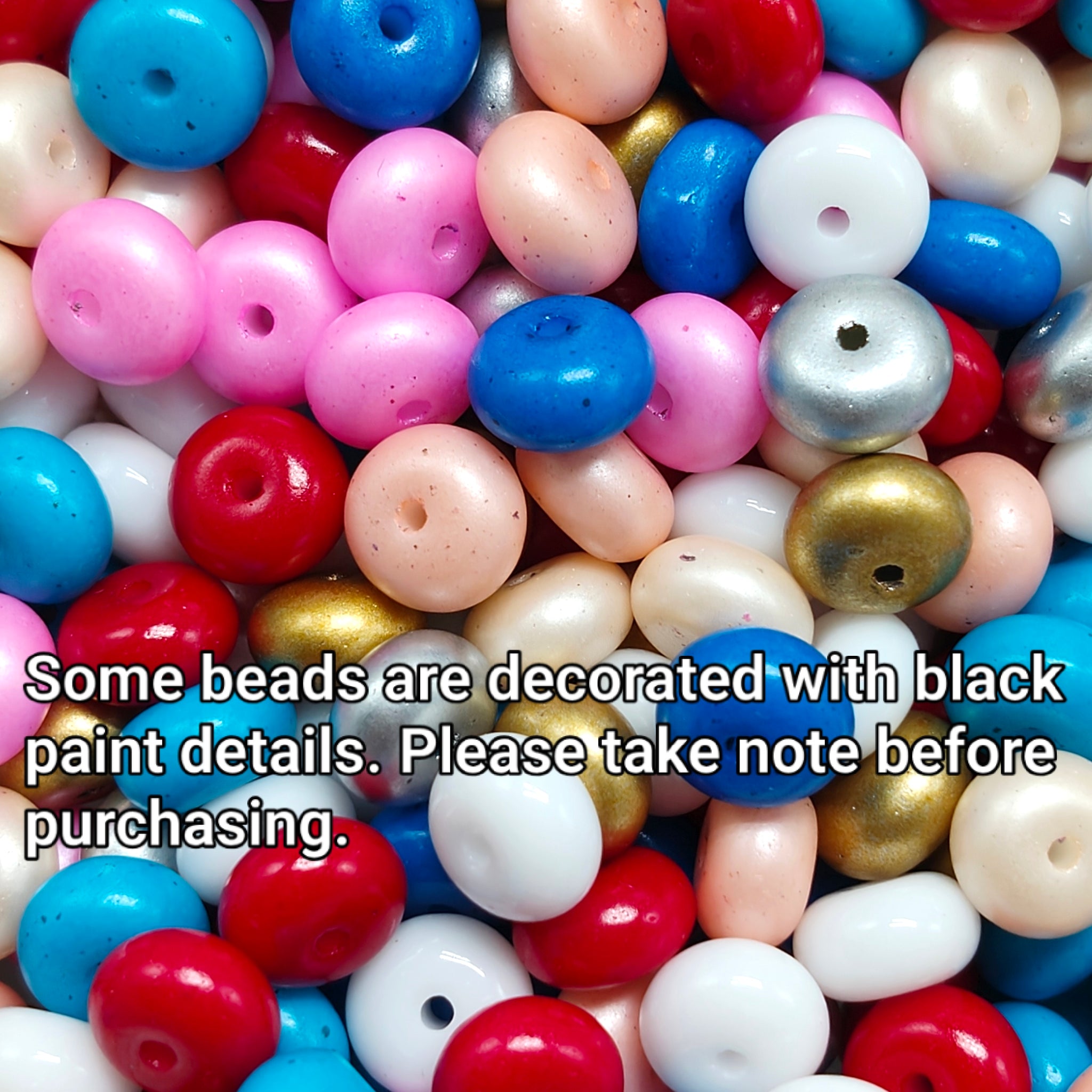 ✨【NEW】Glass-Candy Donut | Multicolor Flat Round Beads for DIY Jewelry Making