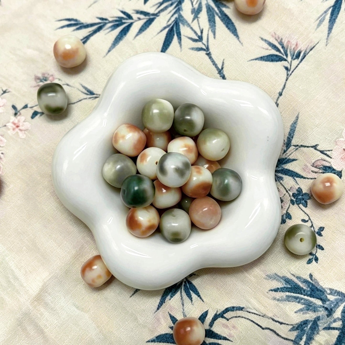 [NEW] K75-11.5*13mm Two-Tone Nebula Dapple Barrel Bodhi|for Bracelet & Jewelry DIY making