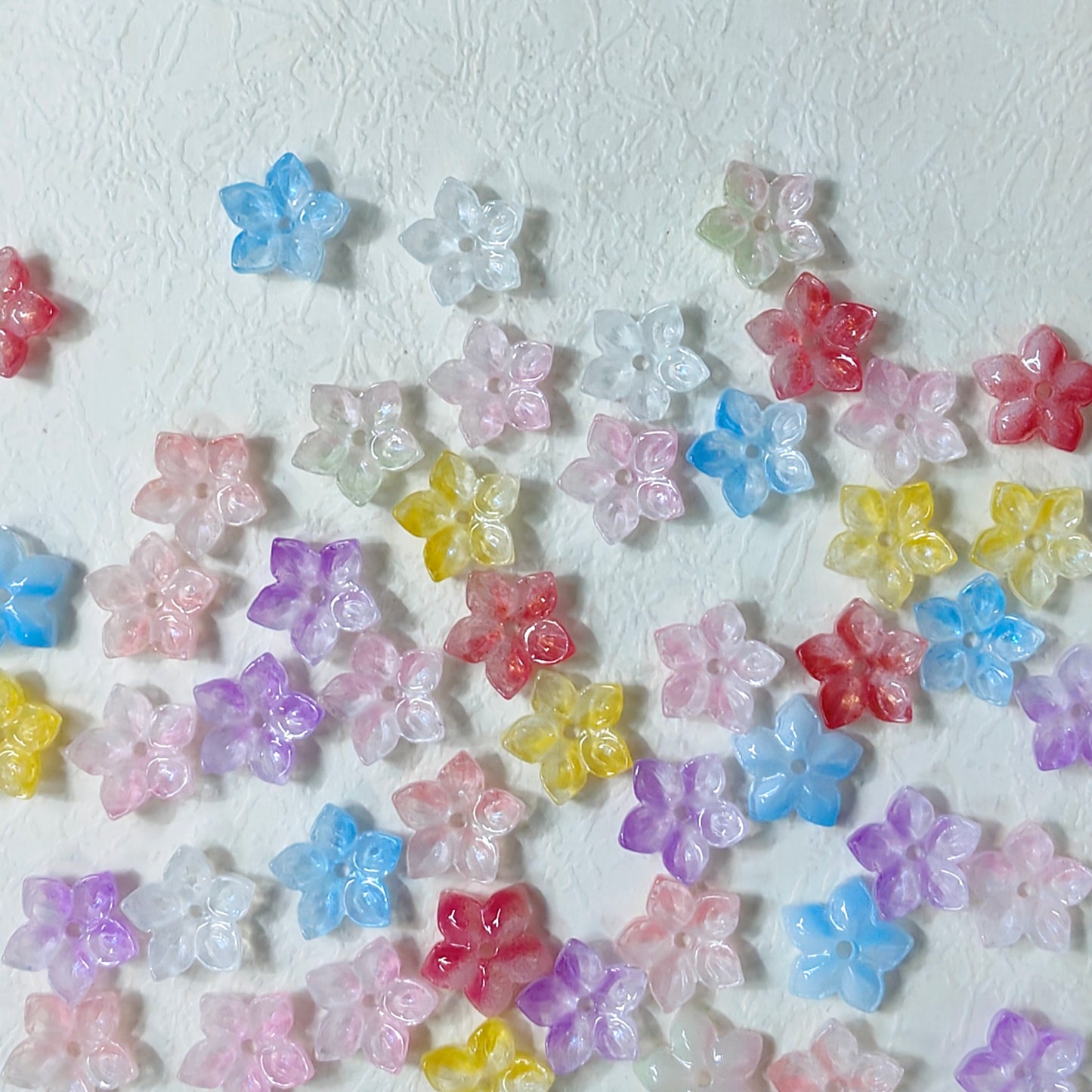 ⭐【NEW】Iridescent Bloom | Multicolor Five-Pointed Glass Flower Beads For DIY Jewelry Making