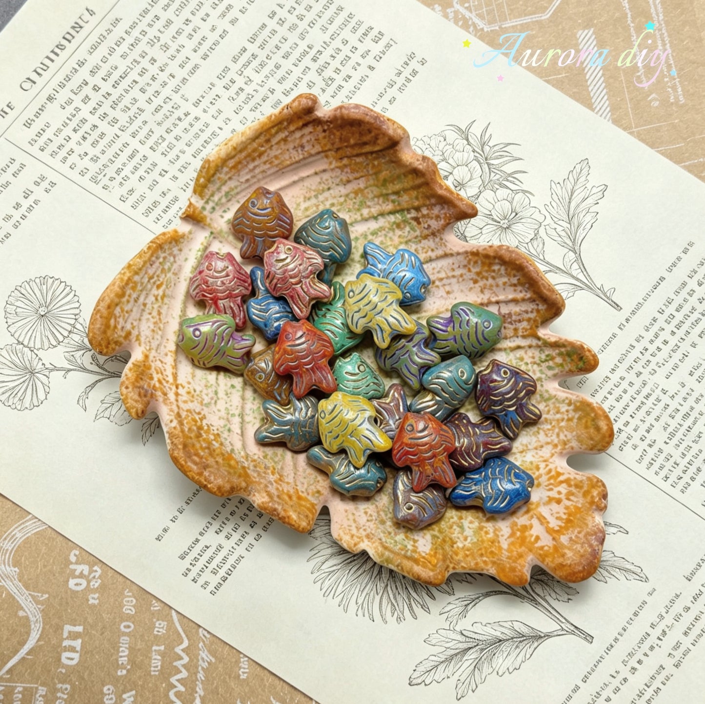 [NEW] Vintage Gold Inlay Czech Glass Beads