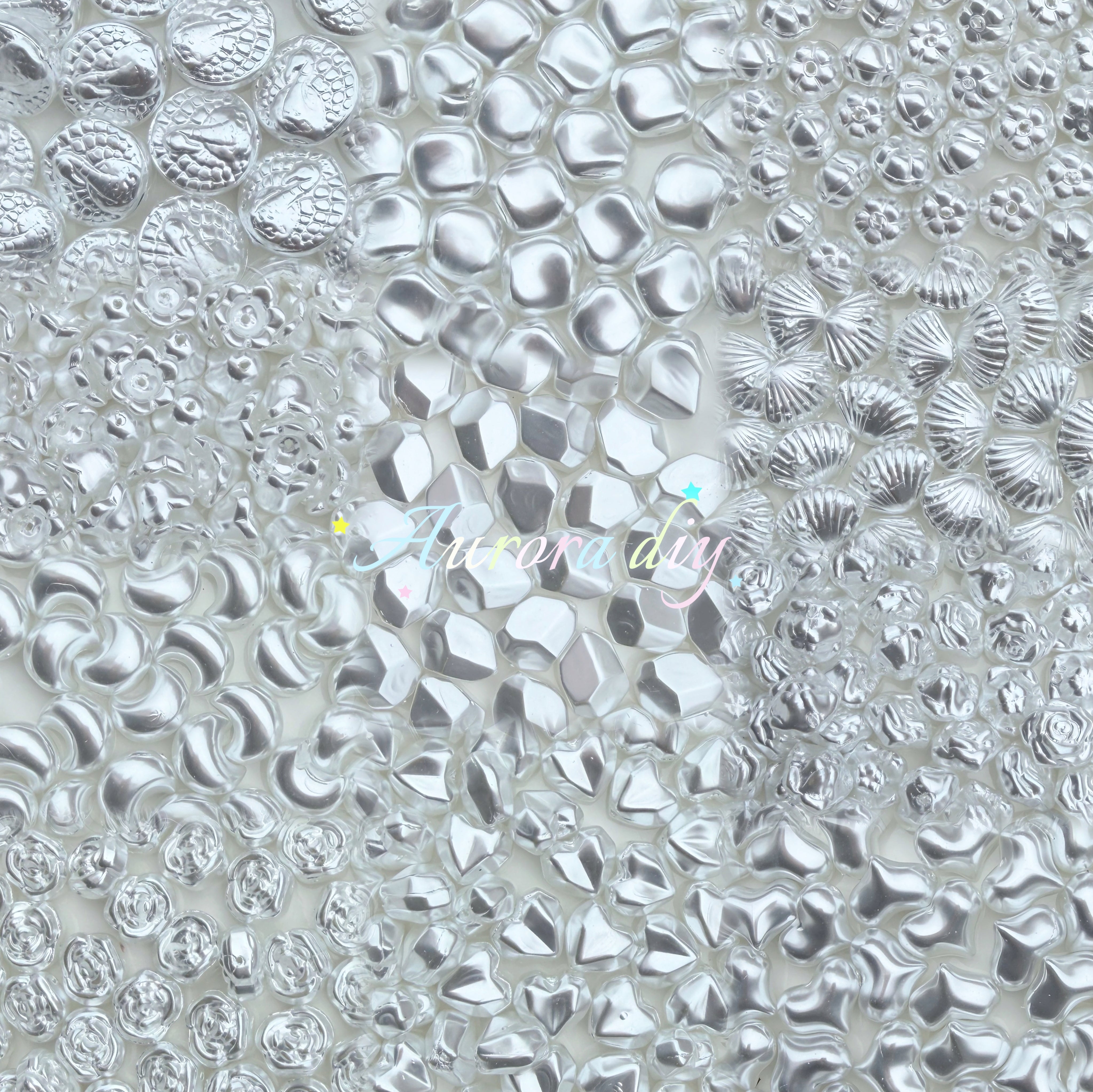 ✨【NEW】11 Shapes Silver Luster Pearl Glass Beads Mix | for DIY Bracelet Earring Jewelry Craft