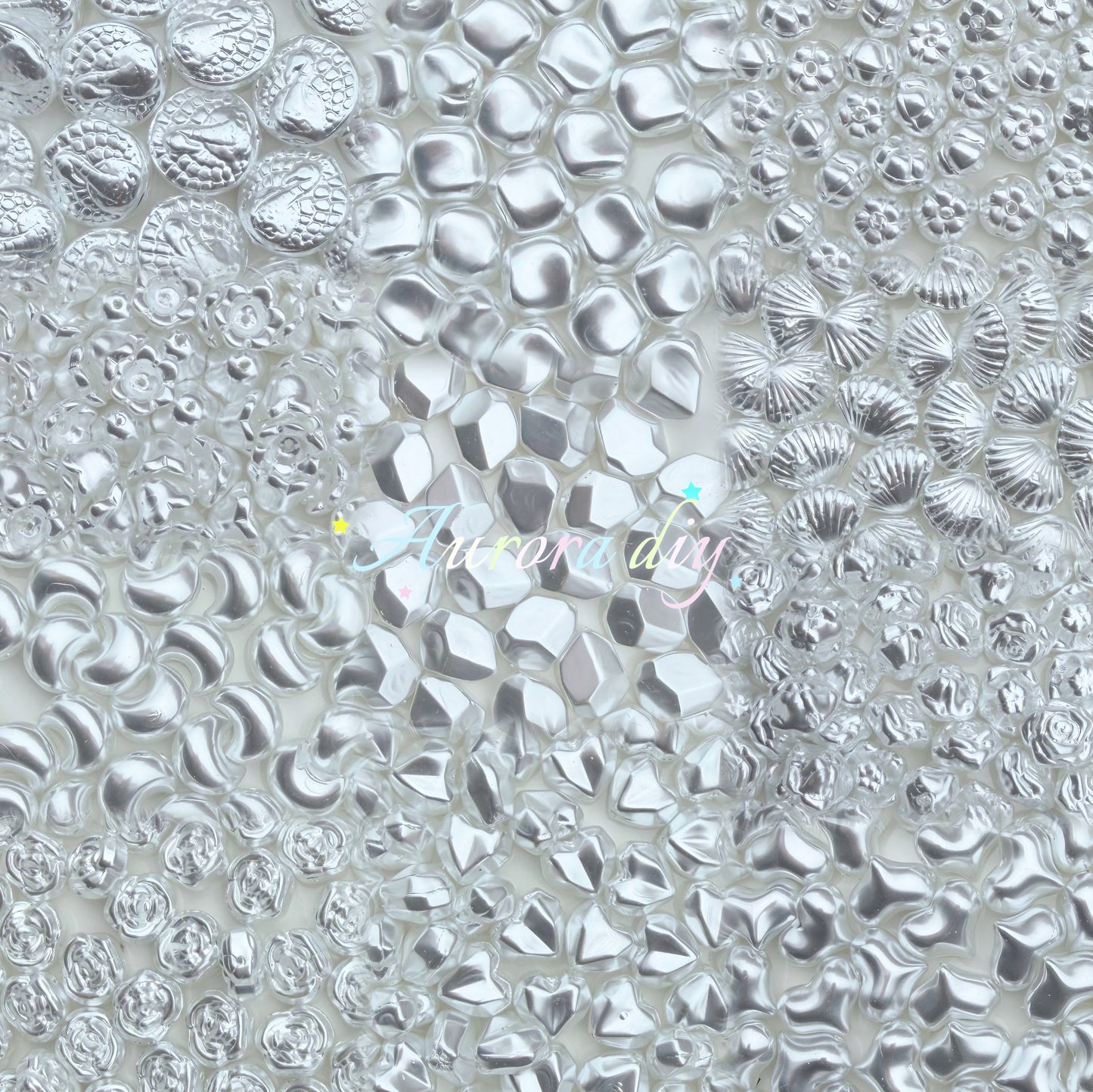 ✨【NEW】11 Shapes Silver Luster Pearl Glass Beads Mix | for DIY Bracelet Earring Jewelry Craft