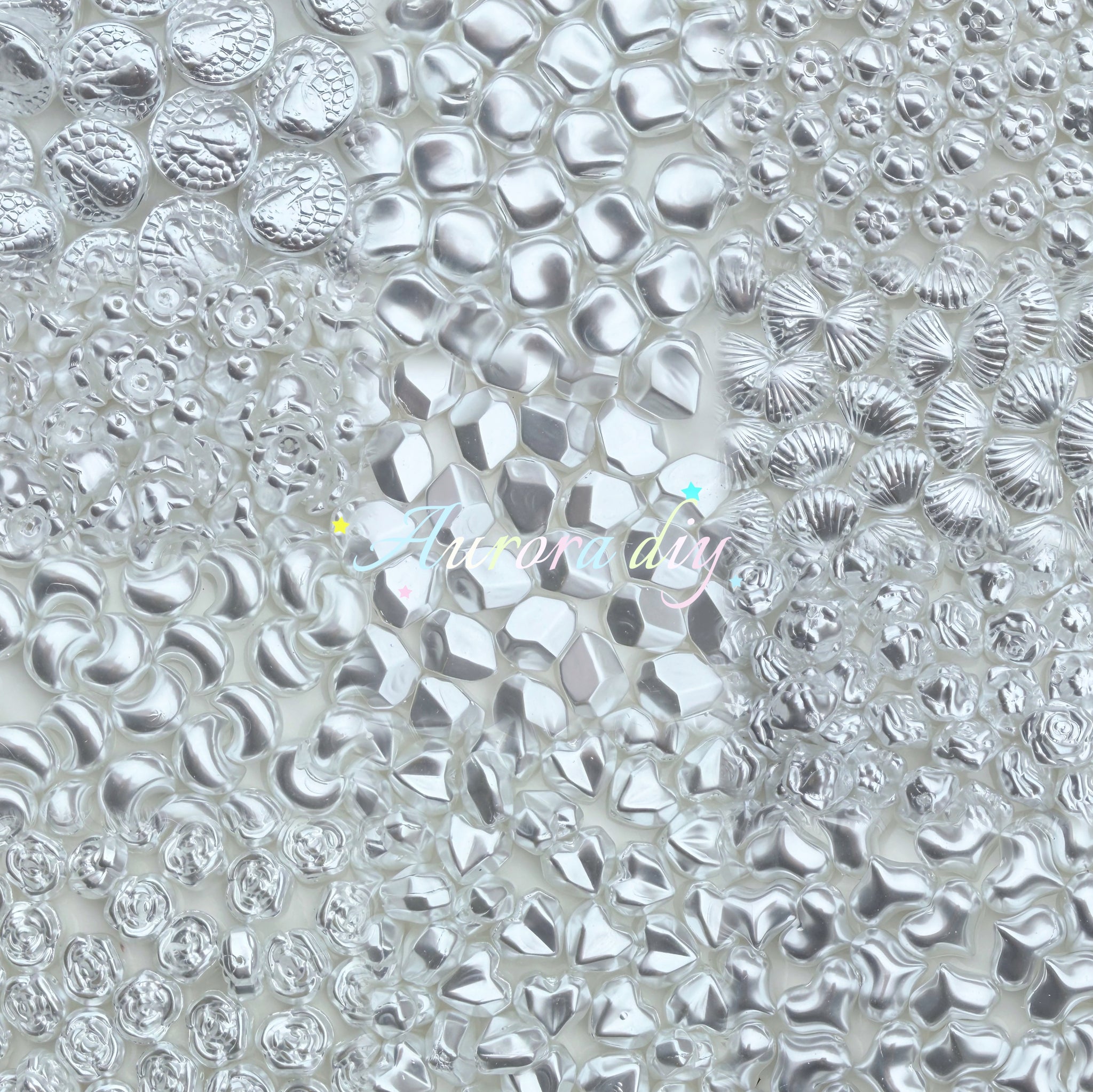 ✨【NEW】11 Shapes Silver Luster Pearl Glass Beads Mix | for DIY Bracelet Earring Jewelry Craft