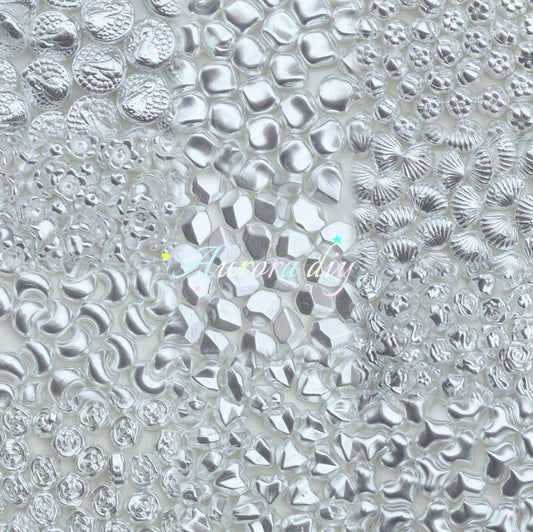 ✨【NEW】11 Shapes Silver Luster Pearl Glass Beads Mix | for DIY Bracelet Earring Jewelry Craft