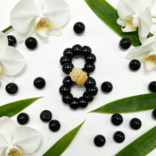 [NEW] F52-14mm Pure Black Garlic Bodhi|Free Animal Charms