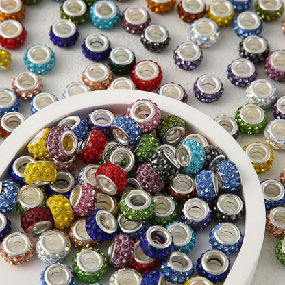 [NEW] Mixed Color Bling Rhinestone Large Hole Spacer Beads|DIY Charm Supplies