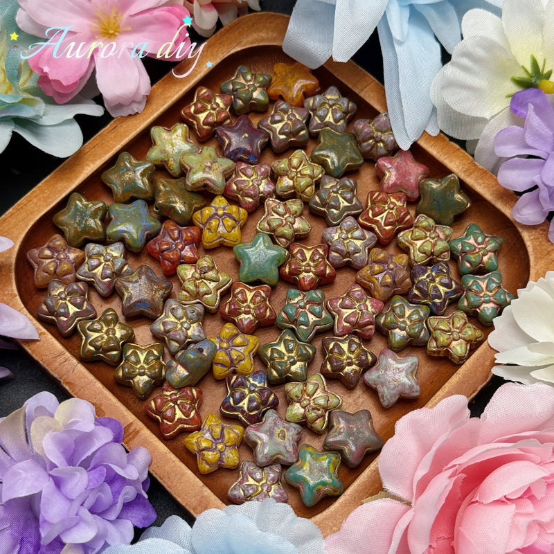 [NEW] Vintage Gold Inlay Czech Glass Beads