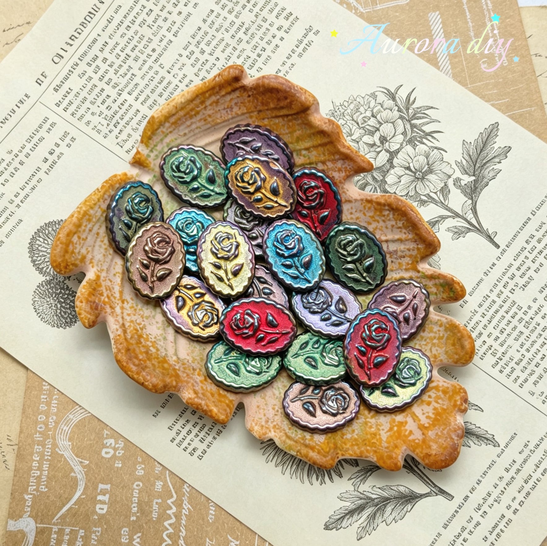 [NEW] Vintage Gold Inlay Czech Glass Beads