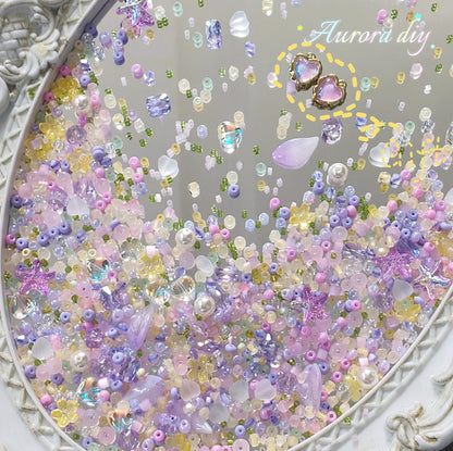 ✨【NEW】Seed Bead-Lavender Cream | with Free Heart Charms