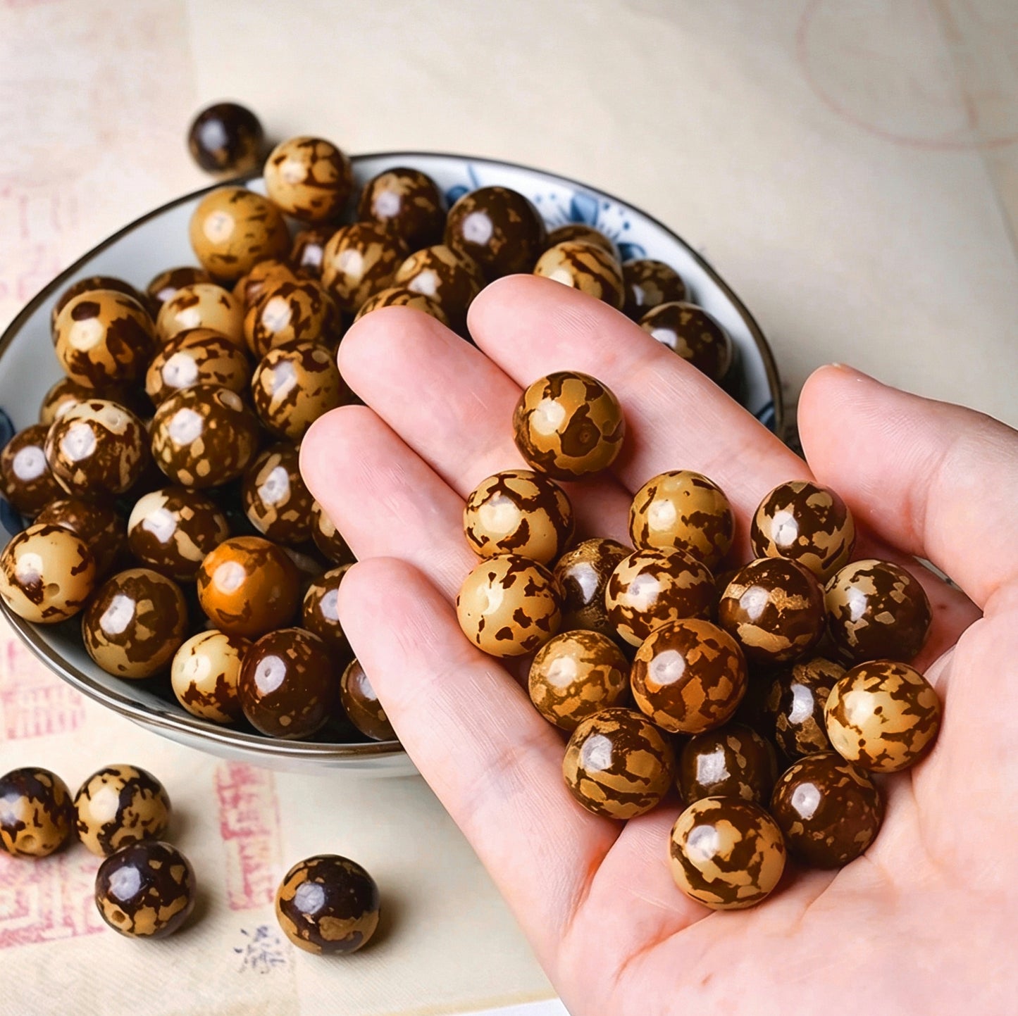 [NEW] H65-11.5mm Tiger Pattern Round Bodhi|for Bracelet & Jewelry DIY making