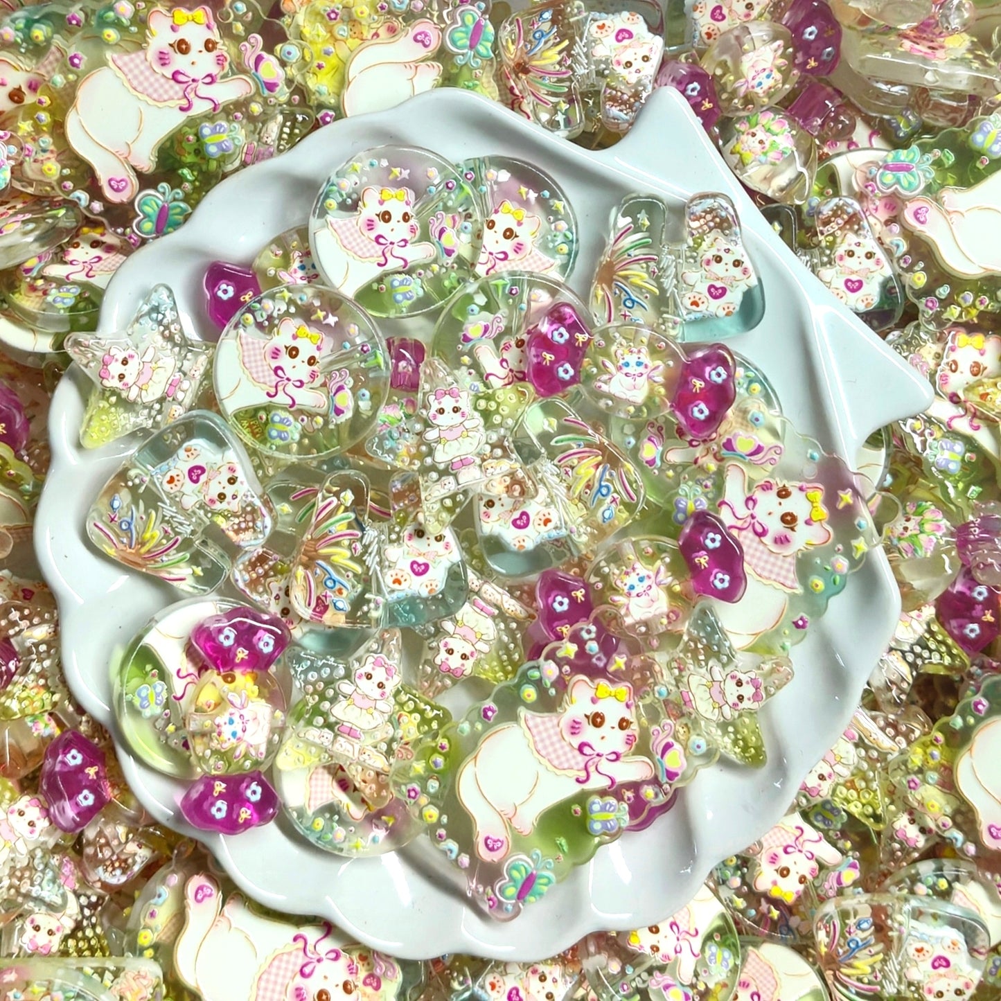 💜【NEW】Candy Purr | Embossed Transparent Pastel Acrylic Charms For DIY Jewelry Craft