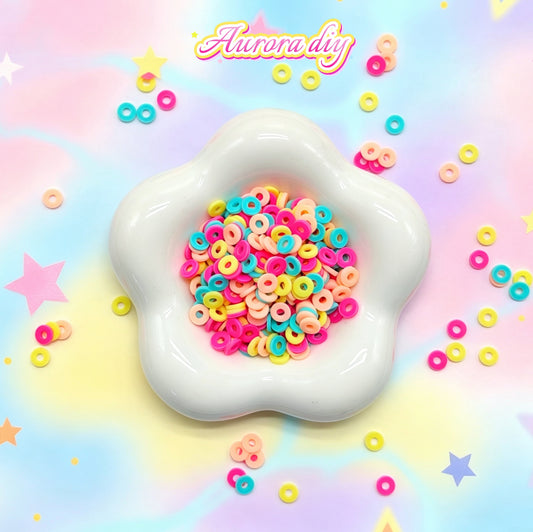 ✨【NEW】Neon Ring Clay Slices | Rainbow Mini Flat Polymer Chips for DIY Bracelet Earring Craft