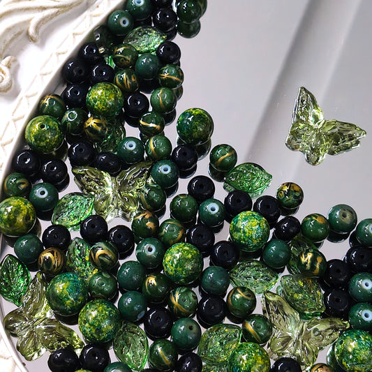 💚【NEW】Forest Whisper | Green Tone Mixed Glass Beads For DIY Handmade Jewelry Making