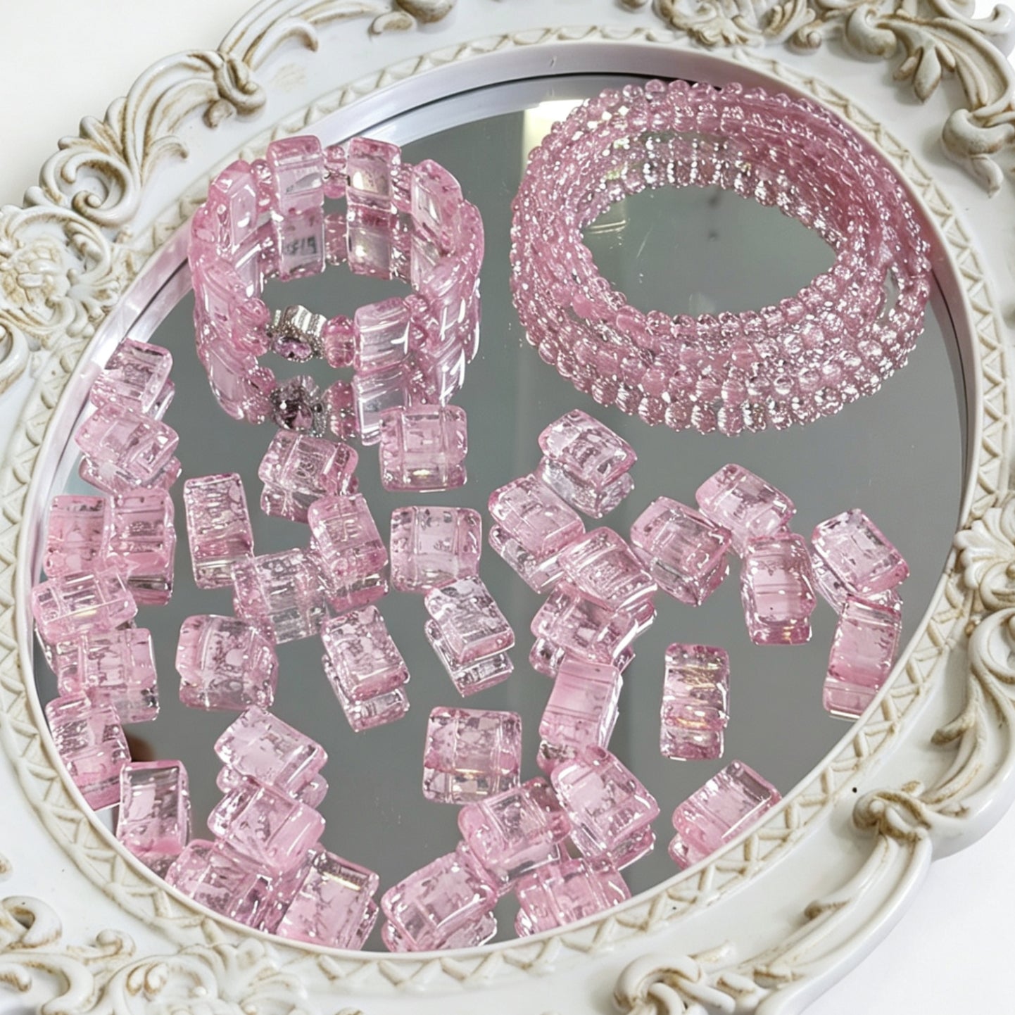 ✨【NEW】Crystal Two-Hole Tile | Crackle Glass Square Beads & Free Matching Round Beads for DIY Bracelet Making