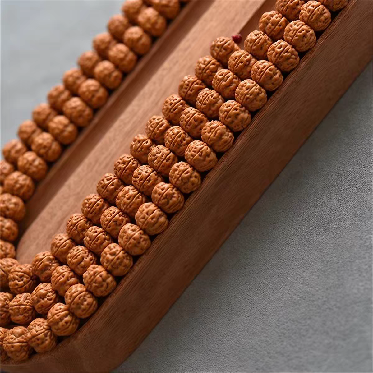 Terracotta Vintage Rudraksha Mala | 114 Pcs Natural Rudraksha Beads, Meditation Prayer Beads, Unisex Wrap Bracelet & Long Necklace