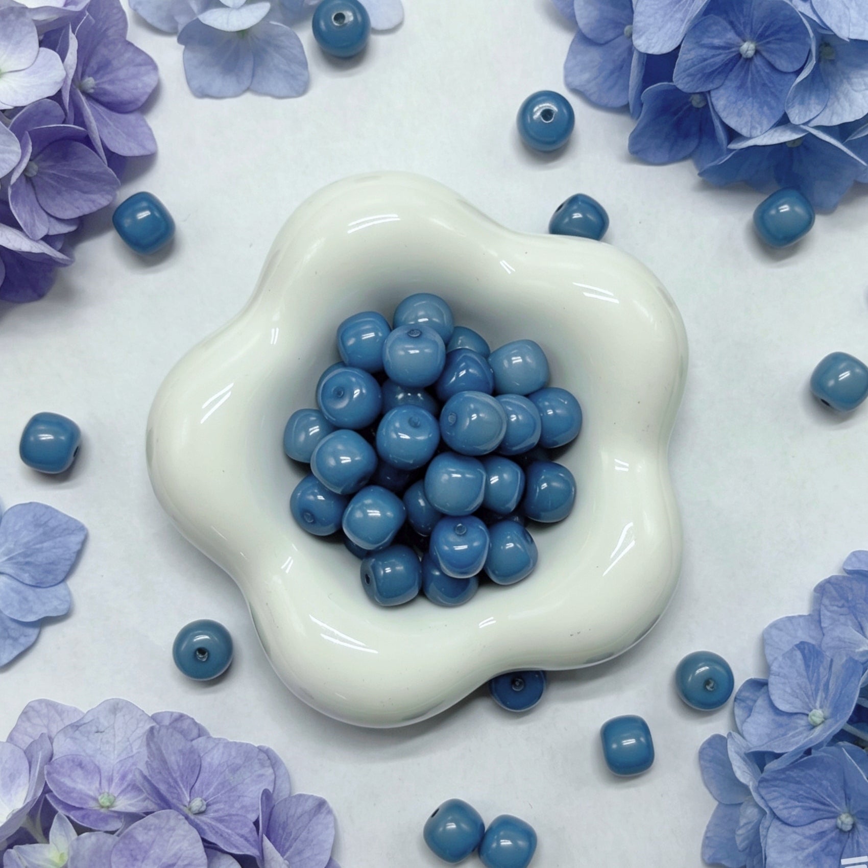 [NEW] K80-9*10mm Hydrangea Blue Barrel Bodhi|for Bracelet & Jewelry DIY making