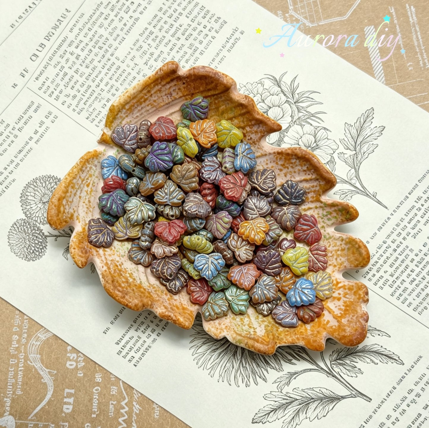 [NEW] Vintage Gold Inlay Czech Glass Beads