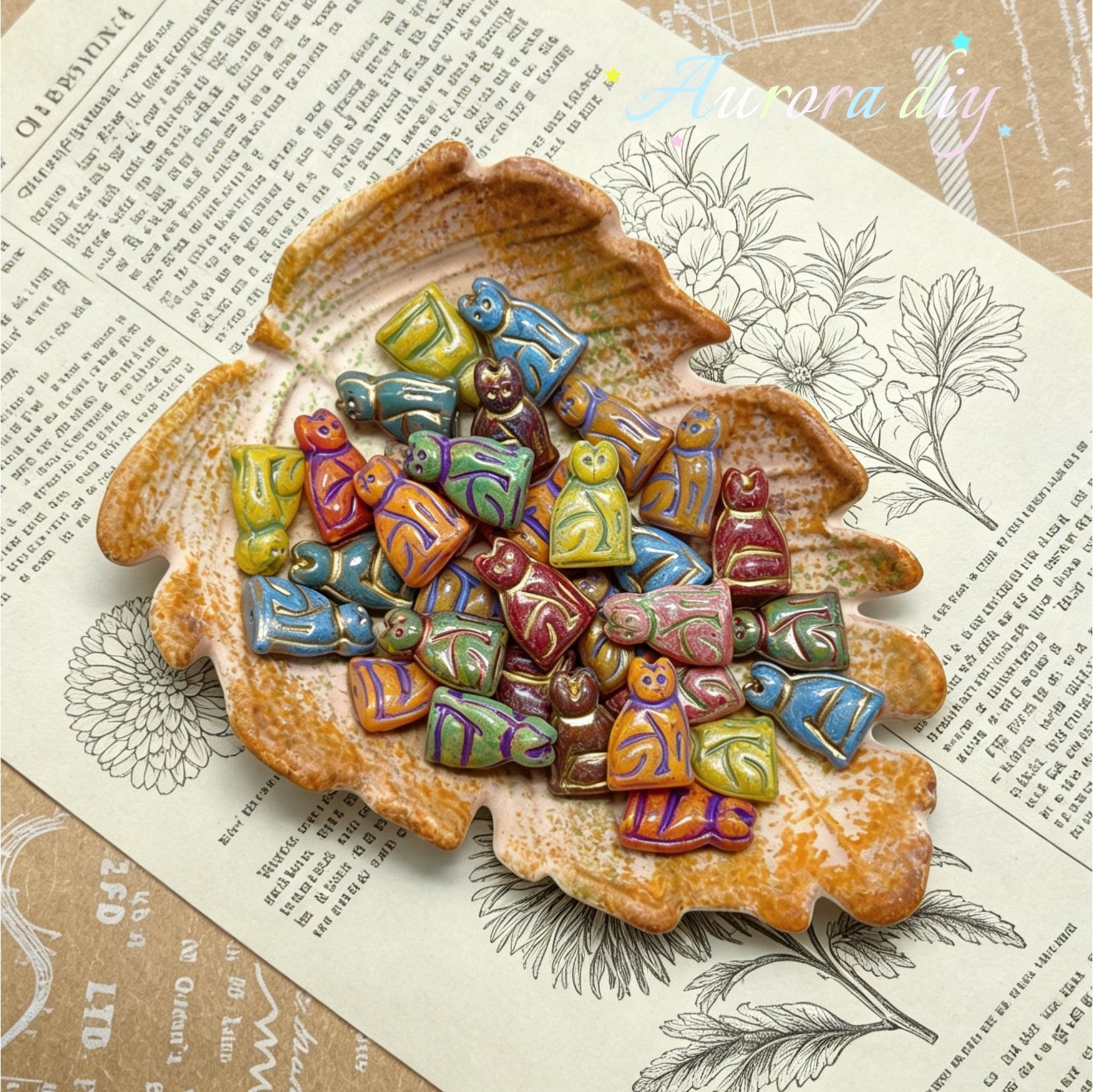 [NEW] Vintage Gold Inlay Czech Glass Beads