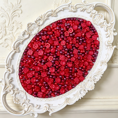 ✨【NEW】Ruby Crest | Imitation Pearl Glass Beads, Vintage Embossed Flower Heart Loose Beads for DIY Bracelet Necklace Jewelry Making