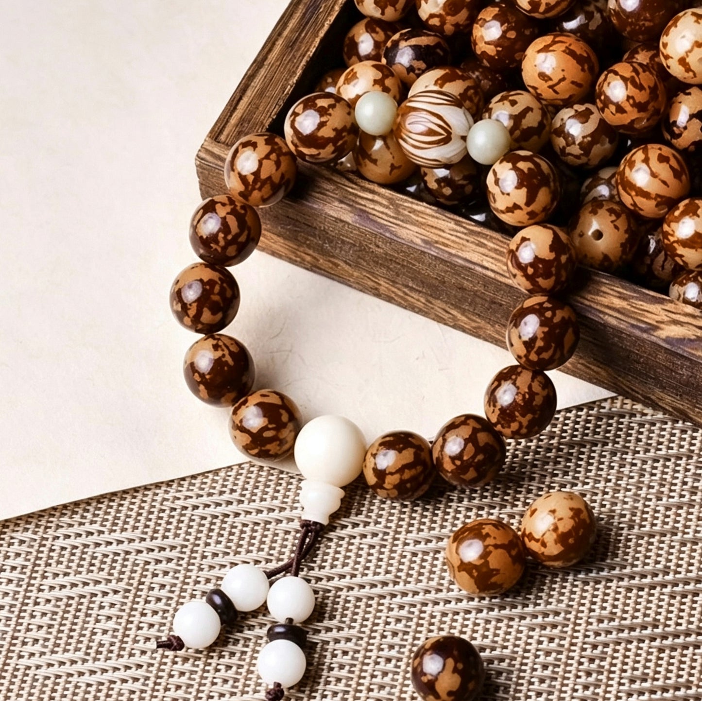 [NEW] H65-11.5mm Tiger Pattern Round Bodhi|for Bracelet & Jewelry DIY making