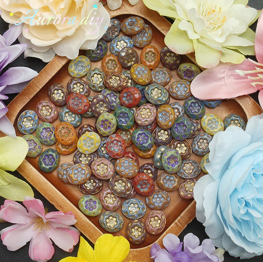 [NEW] Vintage Gold Inlay Czech Glass Beads