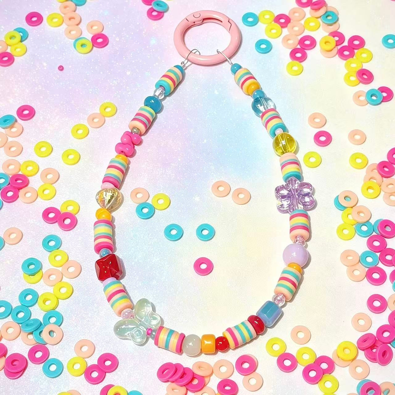 ✨【NEW】Neon Ring Clay Slices | Rainbow Mini Flat Polymer Chips for DIY Bracelet Earring Craft