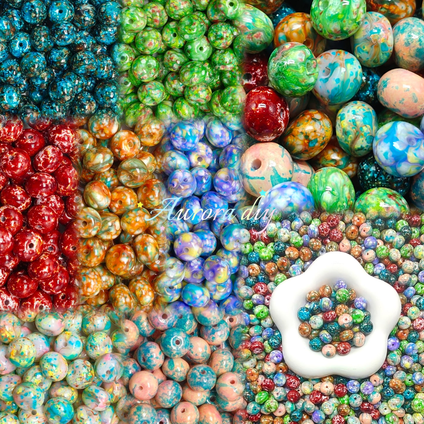 ✨【NEW】7*10.5mm Palette Donut | Multicolor Hand Painted Swirl Glass Beads DIY Jewelry Craft Supplies