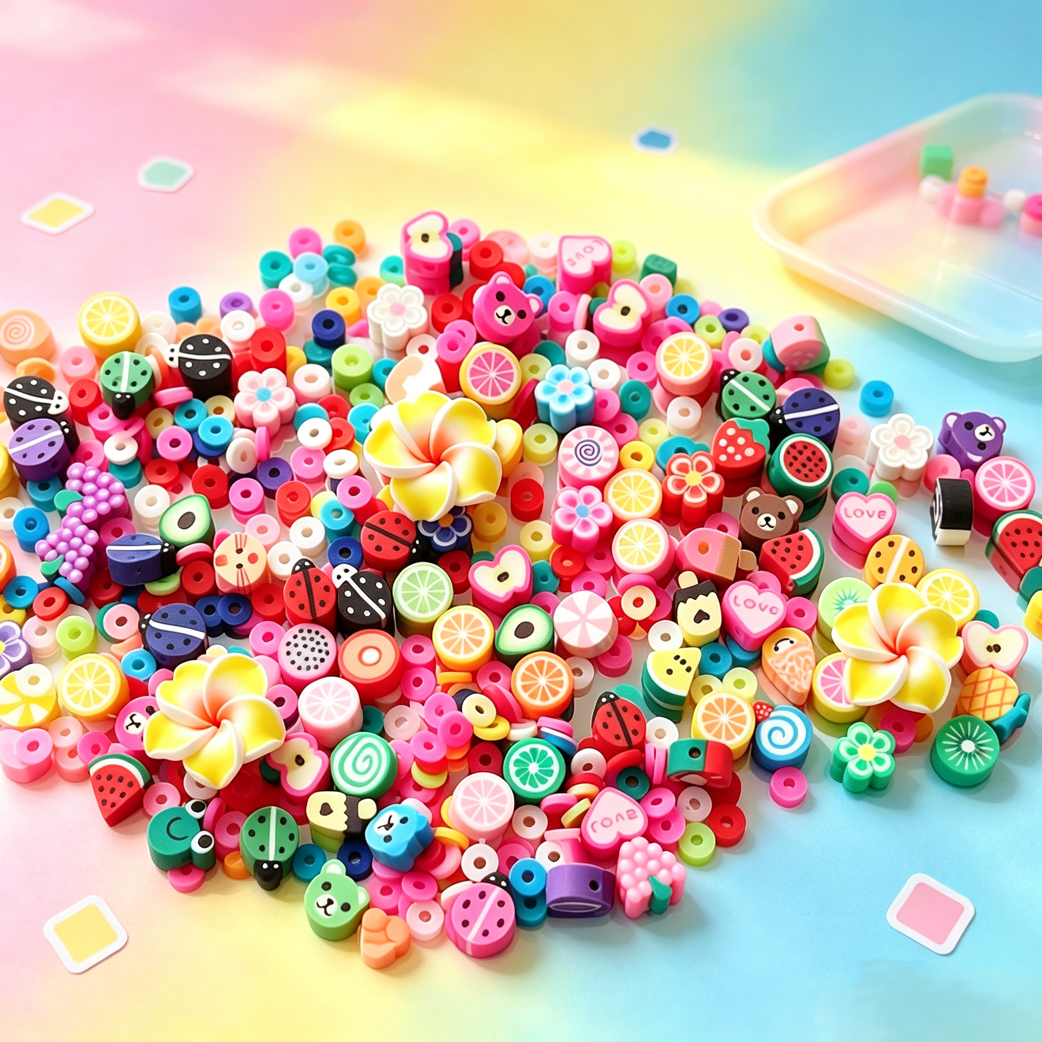 ✨【B1G1|NEW】Dopamine Fun Polymer Clay Slices DIY Bracelet Making Supplies