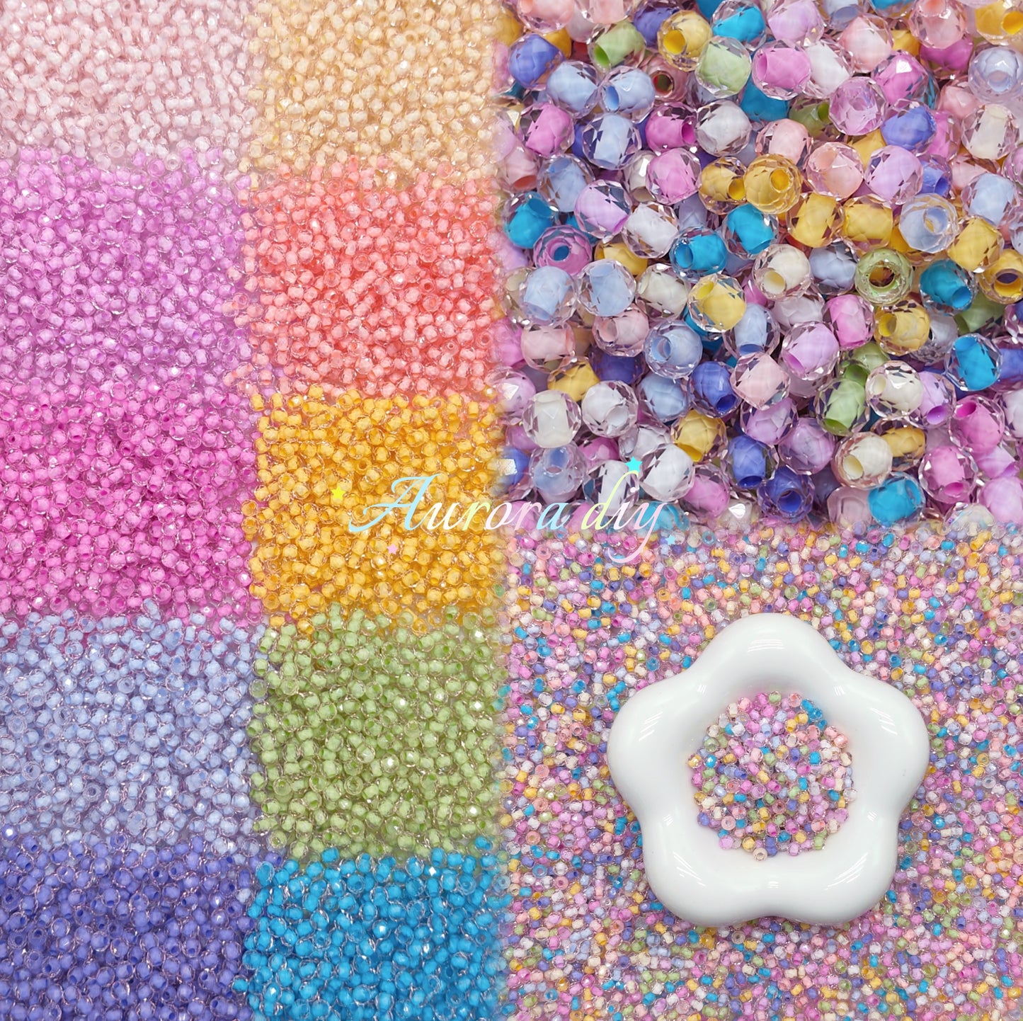 🏳️‍🌈【NEW】Pastel Pink Based Prism | 4mm Color-Lined Faceted Glass Seed Beads