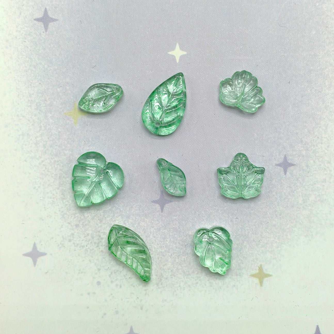 ✨【NEW】Verdant Leaf | Mixed‑Shape Green Glass Leaf Beads For DIY Jewelry Making