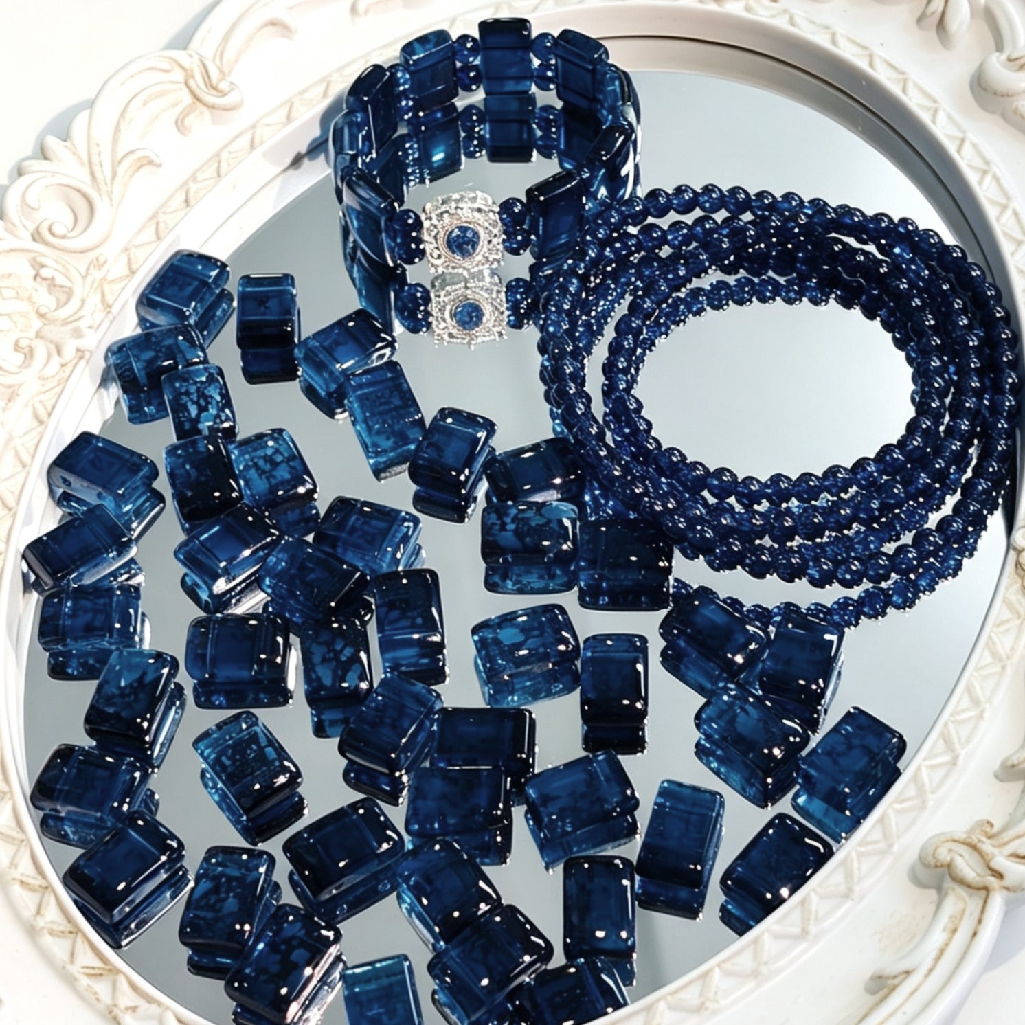 ✨【NEW】Crystal Two-Hole Tile | Crackle Glass Square Beads & Free Matching Round Beads for DIY Bracelet Making