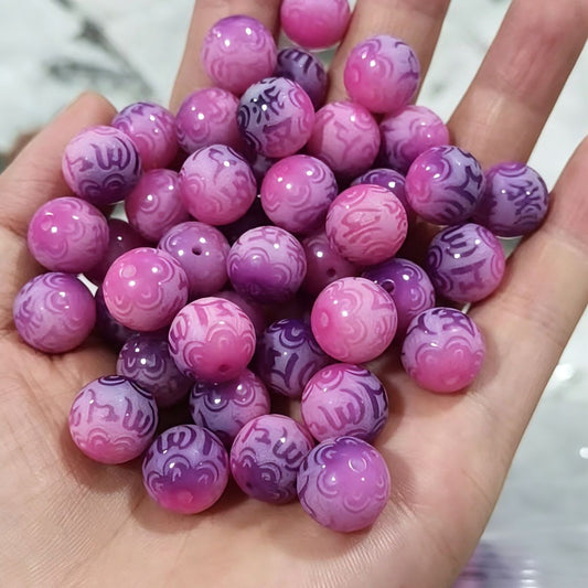 B16-Pink Purple Gradient Engraved 6 words Round Bodhi