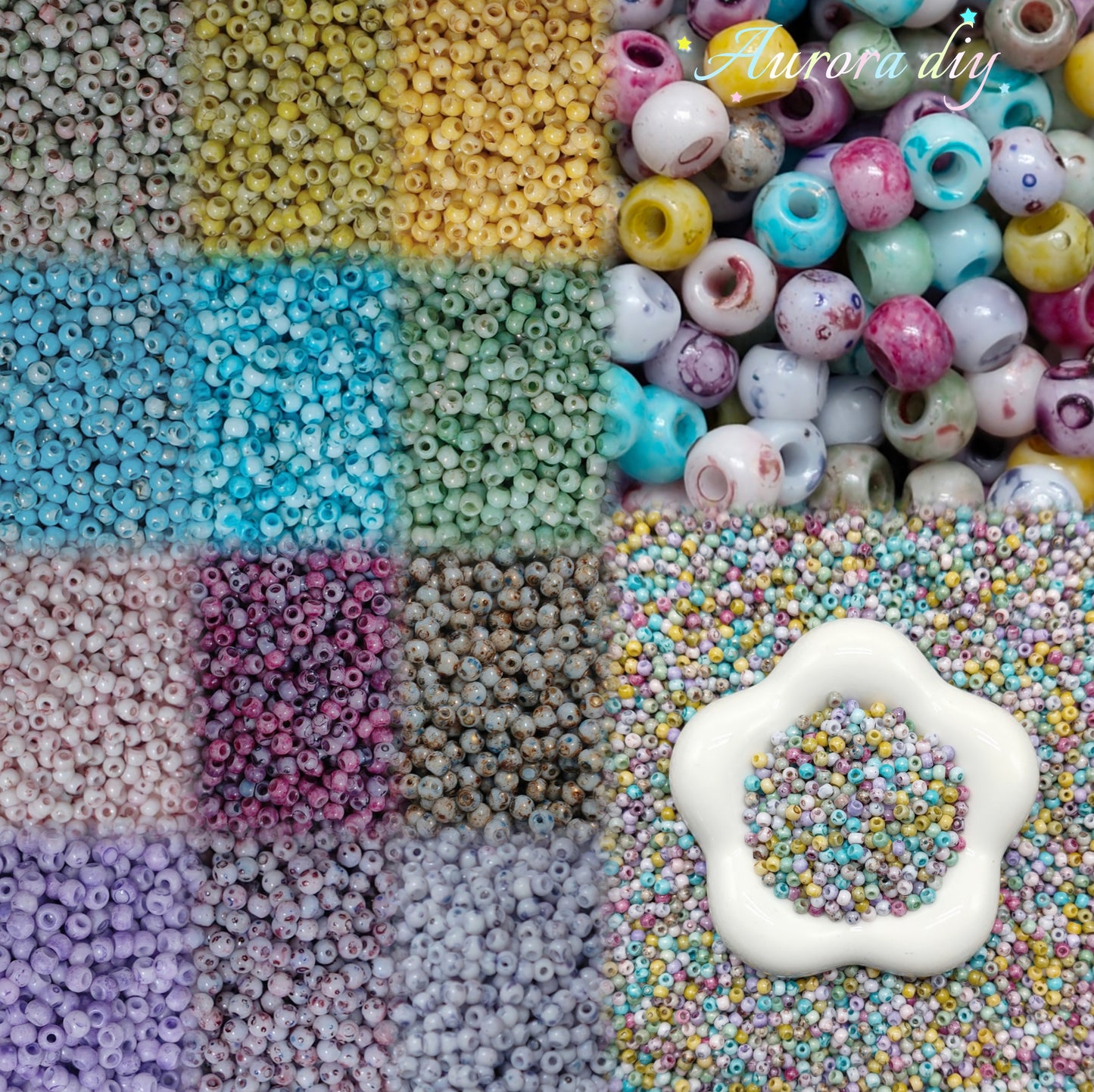 ✨【NEW】4mm Picasso Marbled Round Glass Beads | Multicolor Blended Beads for DIY Handmade Jewelry Making Supplies