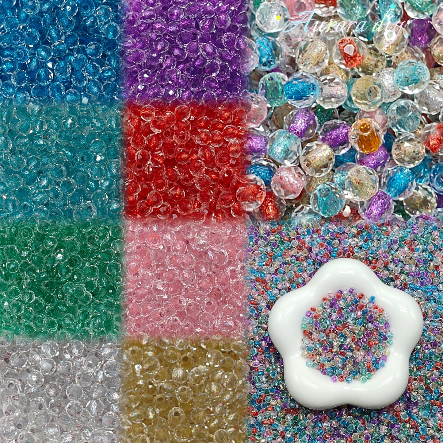 ✨【NEW】Glass-4mm Prism Grid Pale | Multi-Color Faceted Beads Set for DIY Jewelry Making