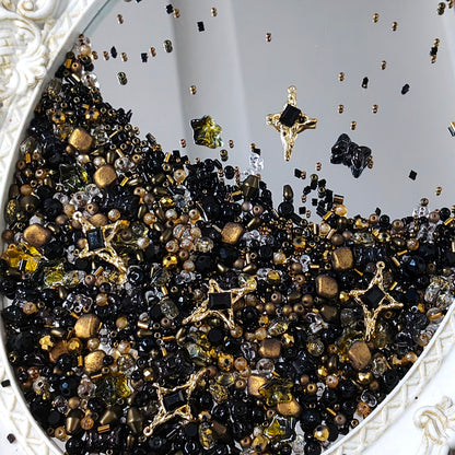 🖤【NEW】Seed Bead-Black Ember | Black & Gold Mixed Glass Seed Bead Set For DIY Handmade Jewelry