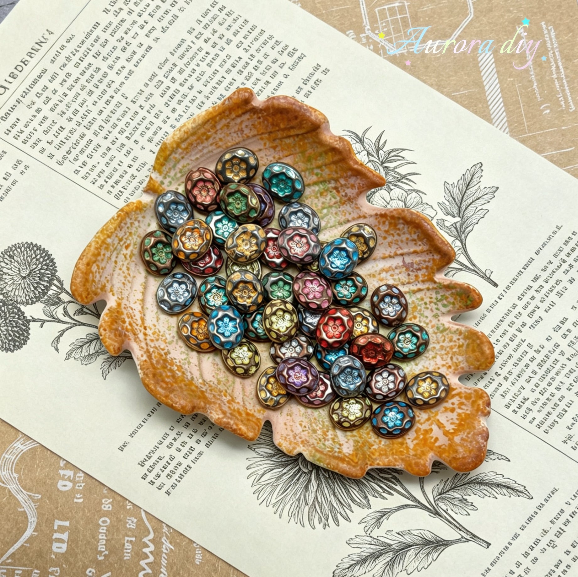 [NEW] Vintage Gold Inlay Czech Glass Beads