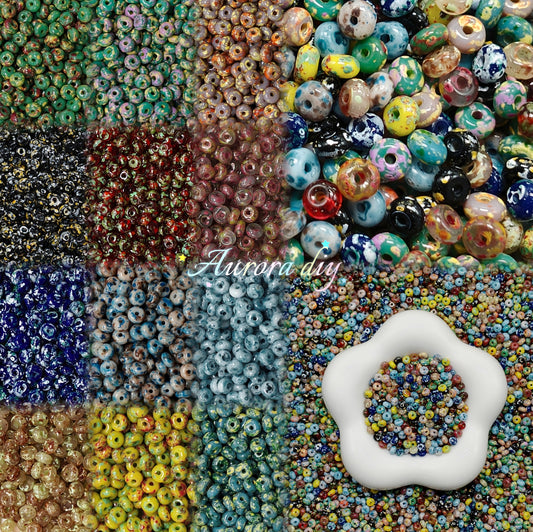 ✨【NEW】2.5*4.5mm Paint Donut | Multicolor Pigment Speckle Flat Glass Beads for DIY Handmade Jewelry
