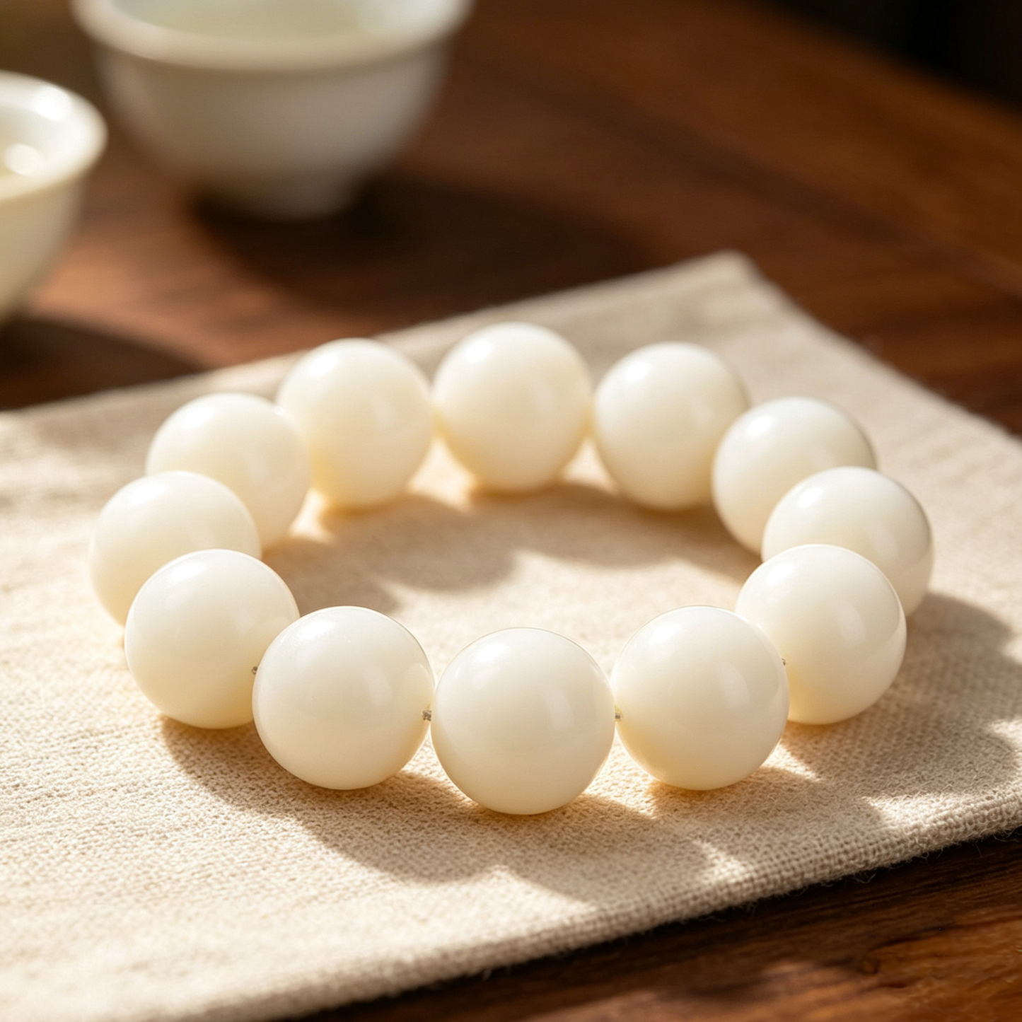 [NEW] Ivory White Bodhi Bracelet | Large Size Polished Round Beads, 18mm &amp; 20mm Available