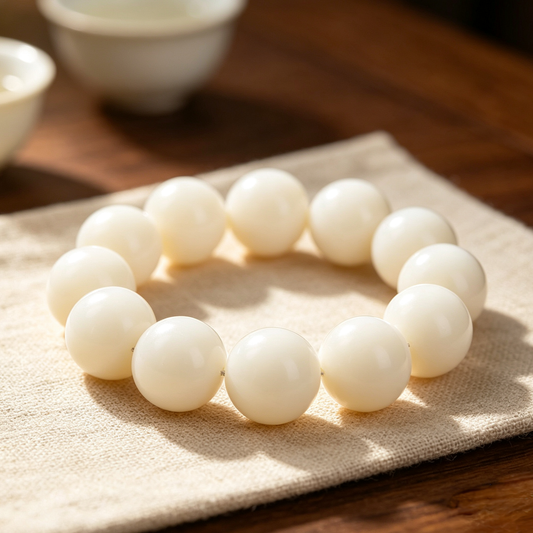 [NEW] Ivory White Bodhi Bracelet | Large Size Polished Round Beads, 18mm &amp; 20mm Available