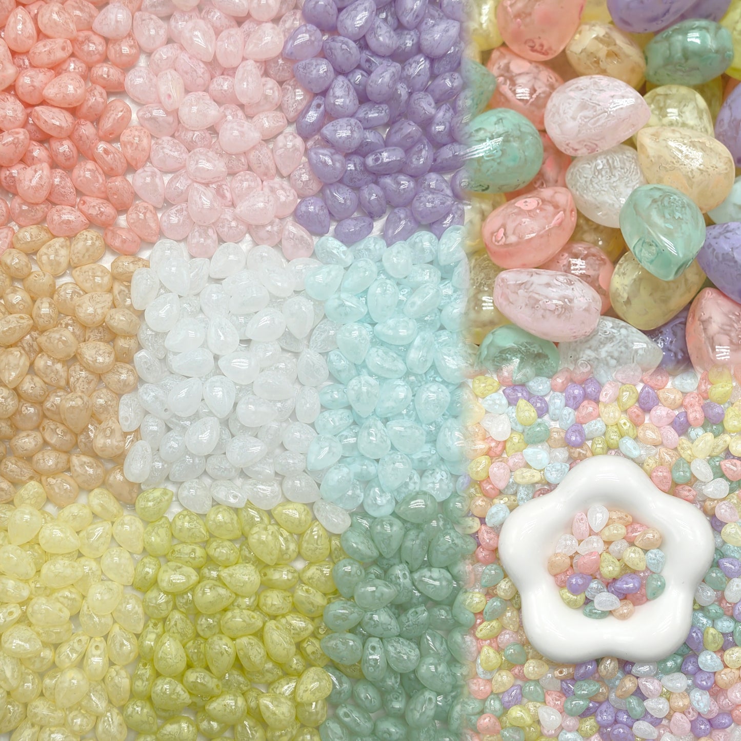 🍂【NEW】Pastel Cavern | Textured Teardrop Glass Beads For DIY Handmade Jewelry