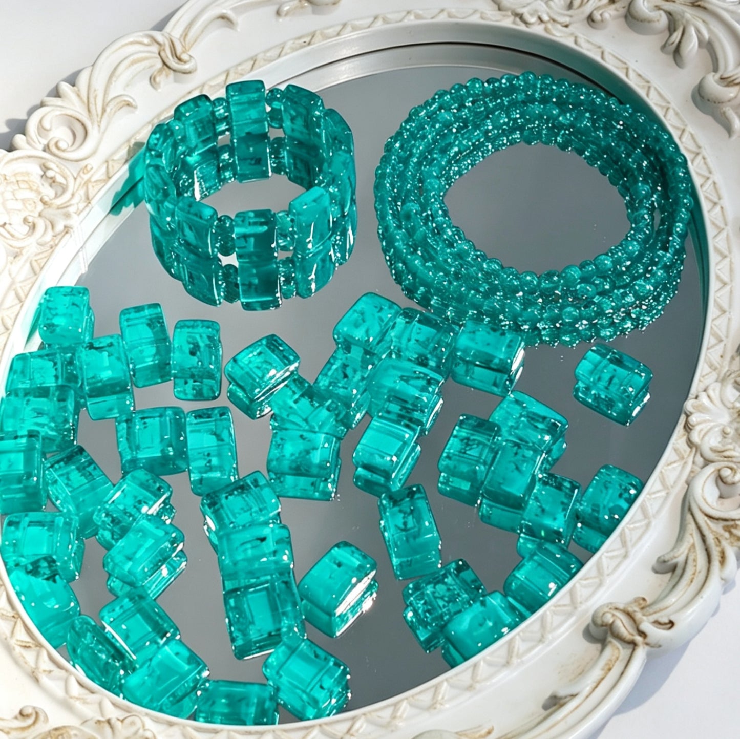 ✨【NEW】Crystal Two-Hole Tile | Crackle Glass Square Beads & Free Matching Round Beads for DIY Bracelet Making