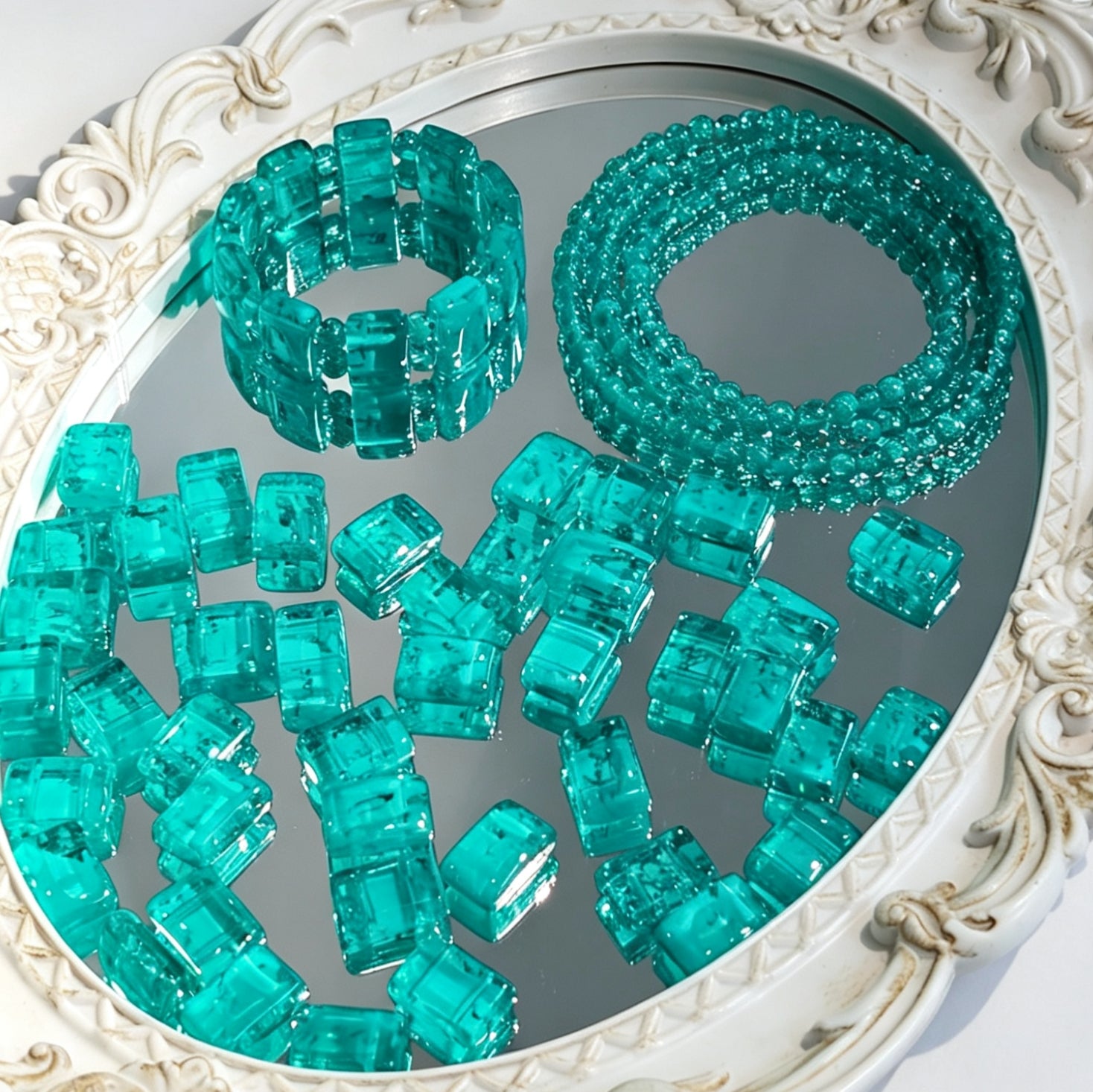 ✨【NEW】Crystal Two-Hole Tile | Crackle Glass Square Beads & Free Matching Round Beads for DIY Bracelet Making